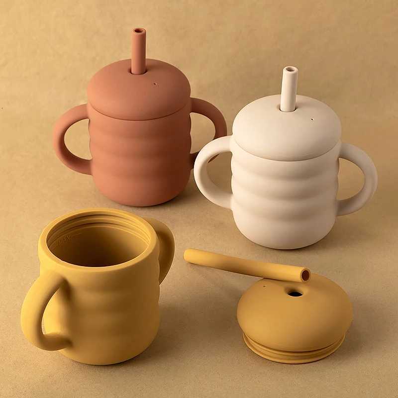 Baby Silicone Cup Portable Drinking Straw Cup Children Leak-Proof Breastfeeding Bottle Cup Baby Feeding Cup Learning Cup X250806