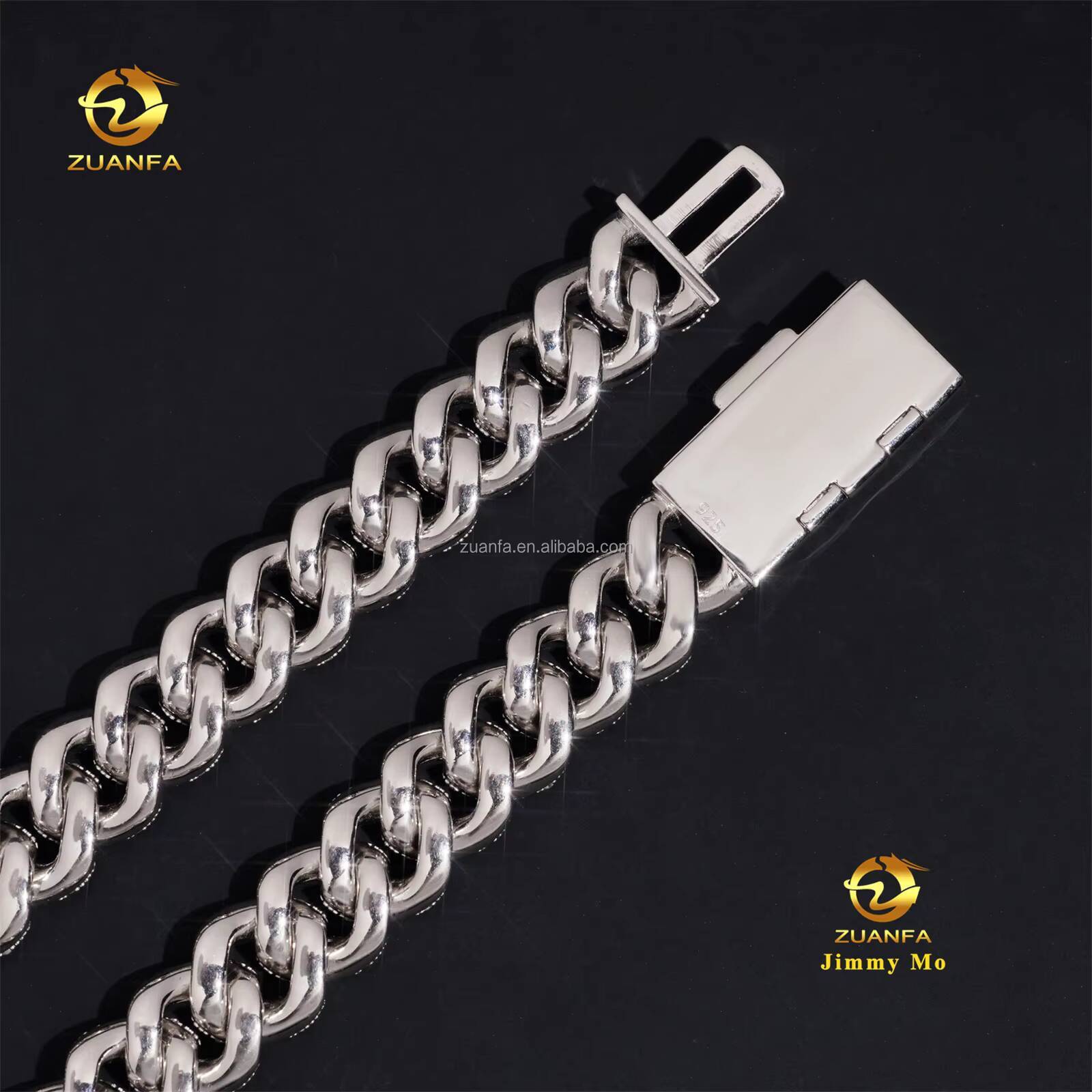 Customized Luxury Rapper Jewelry 16mm Prong Setting GRA 925 Silver Iced Out Hip Hop Moissanite Diamond Miami Cuban Link Chain