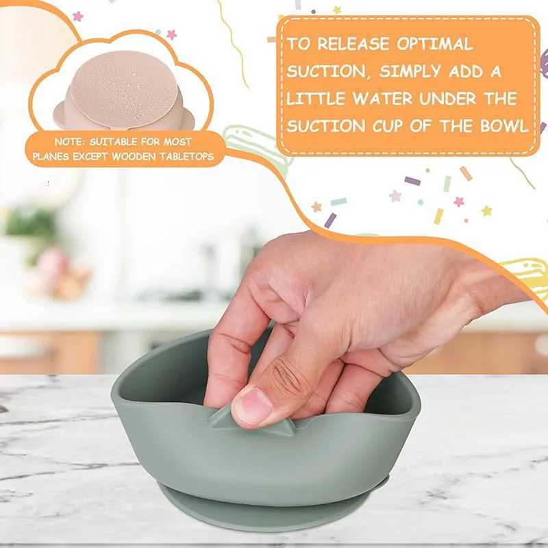 Silicone Sucker Bowl With Detachable Stainless Steel Bowl Baby Feeding Tableware for Infants and Baby Learning To Eat Baby Supplies X250806