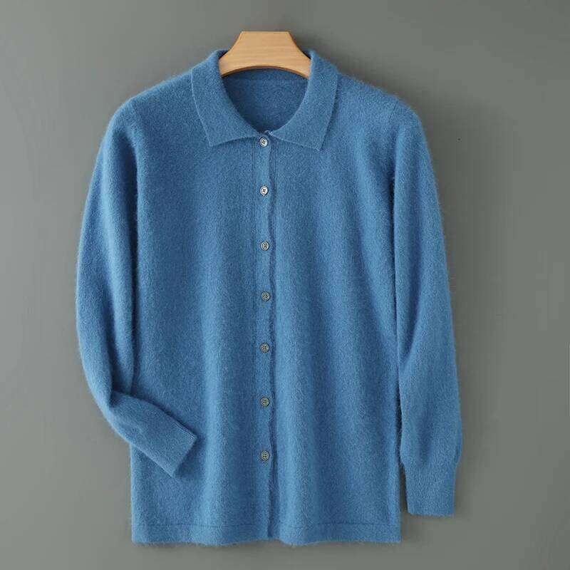 Maillard Polo Collar Sweater Autumn/Winter 2024 Casual Business Men 100% Pure Mink Cashmere Cardigan Large Size Knit Jacket 250806