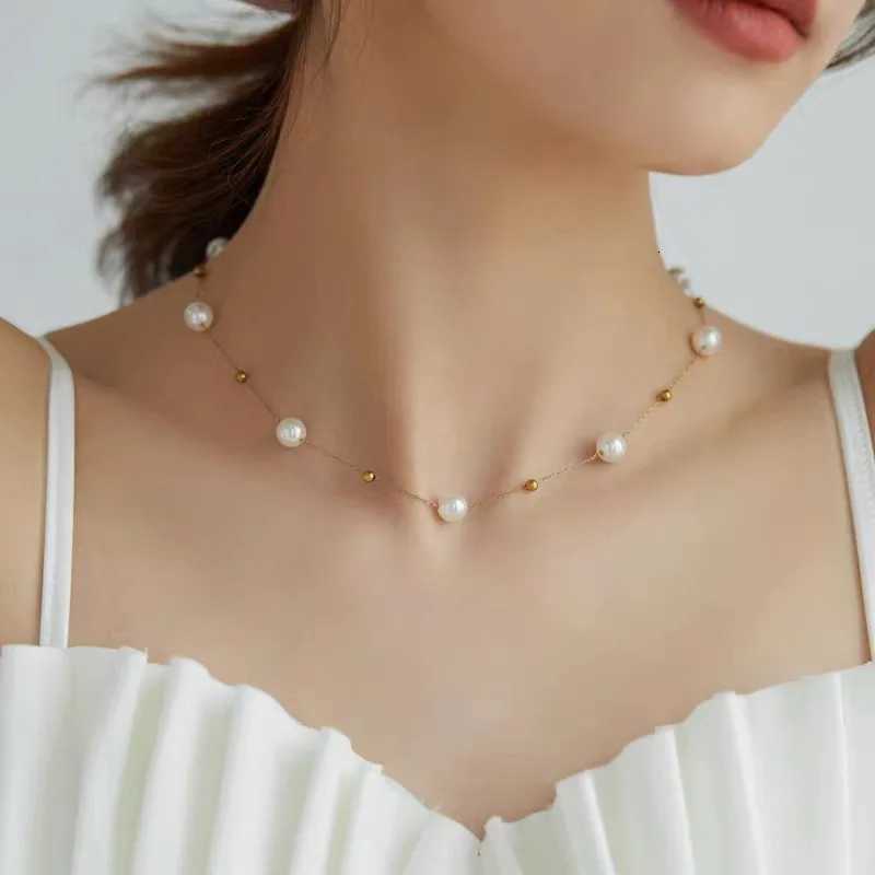Stainless Steel Ball Pendant Necklace Fashion Jewelry Minimalist Chain Pearl Necklace Fashion Womens Jewelry Y250805