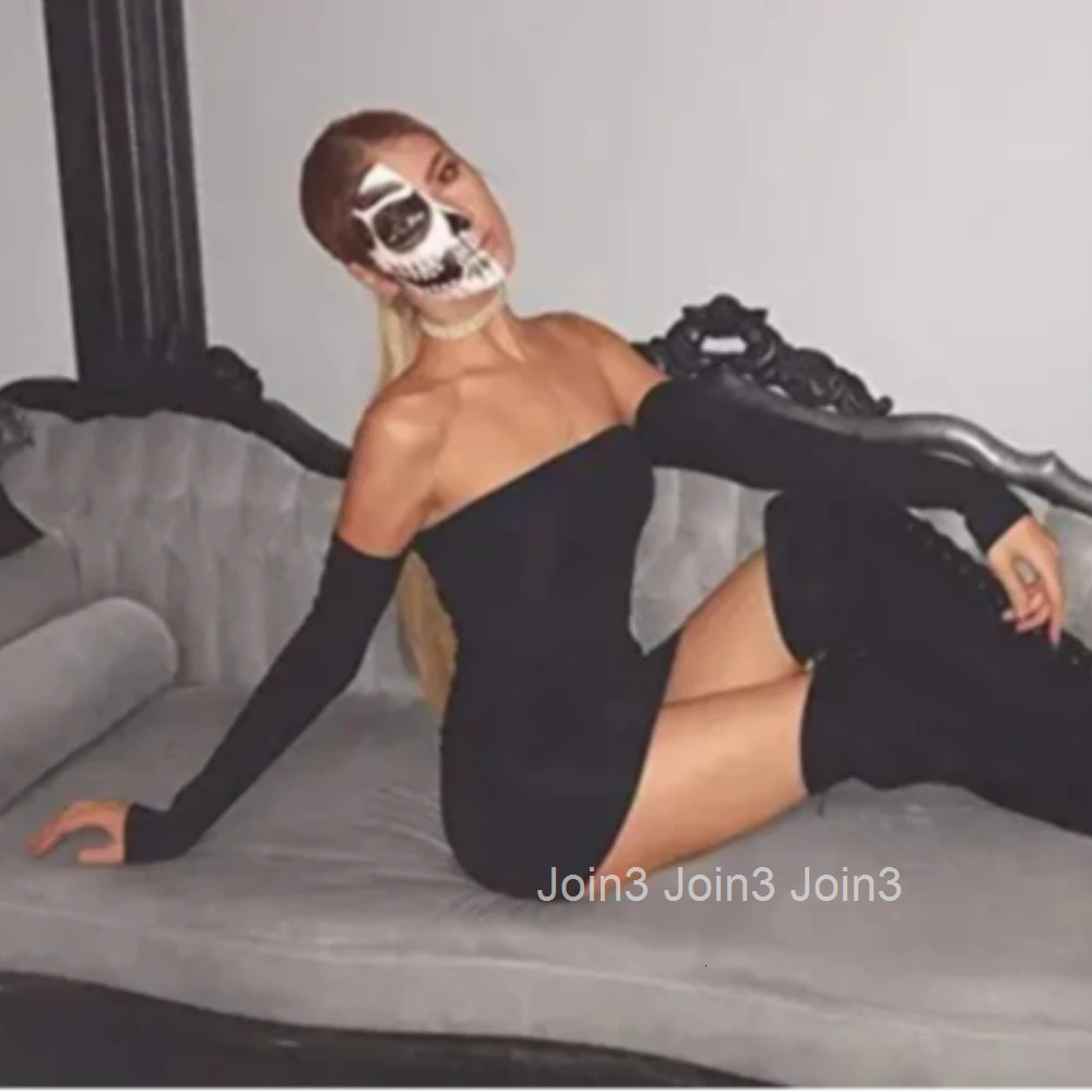 Spring New Hottie Girls Solid Sexy Hollow Out Long Sleeve Tie Waist Bodycon Strapless Hips Mini Skirts Elegant Fashionable Dress