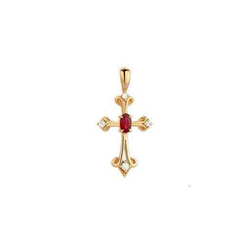 "Night Visit to the Vampire" Red Plated Zircon Cross Pendant Necklace 2024 New Niche Design