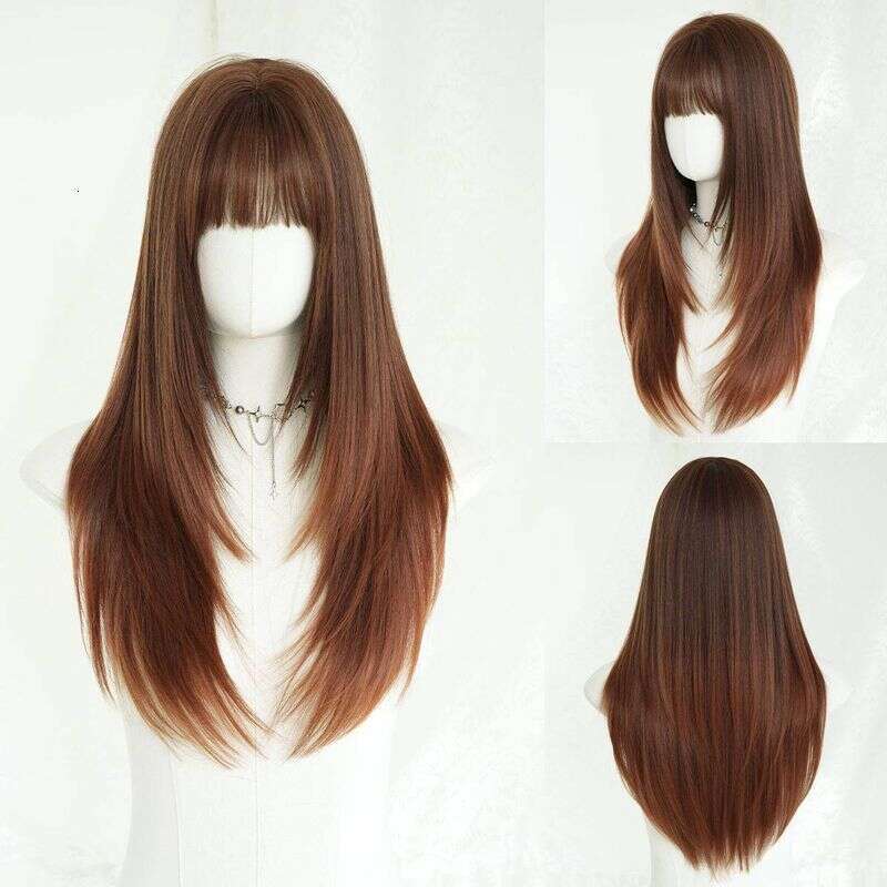 Wig Female Sandy Brown Long Straight Hair Full Headgear Wholesale