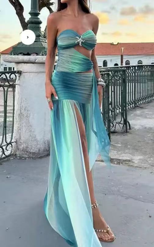 2025 Summer New Fashionable Sexy Elegant Vacation fashion Travel Fashionable Sexy Gradient Casual Dress New Designer Dress