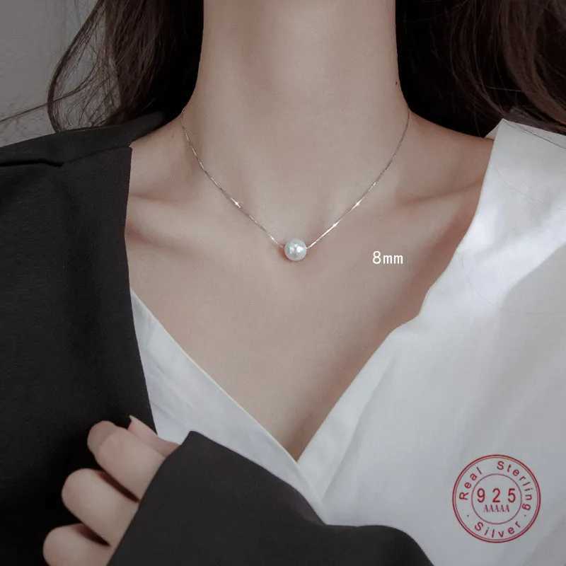 925 Sterling Silver Korean INS Pearl Pendant Necklace for Women Elegant Anniversary Gift Jewelry Y250805