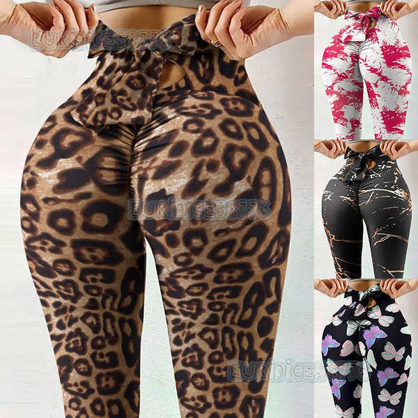Womens Butterfly Print Yoga Buttocks Carrying Leggings Large Nightclub Bow H250806
