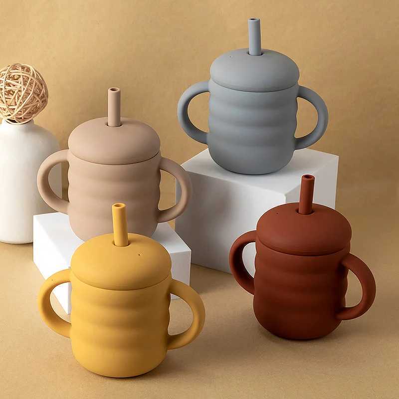 Baby Silicone Cup Portable Drinking Straw Cup Children Leak-Proof Breastfeeding Bottle Cup Baby Feeding Cup Learning Cup X250806