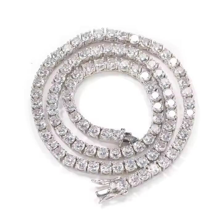 Hot Selling Unisex Tennis Chain Necklace One Row with 3mm-5mm Moissanite Stylish Hip Hop Icy Jewelry