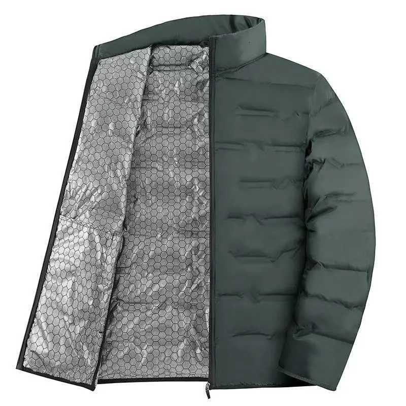 Graphene Self-heating Down Jacket Men Solid Windproof Pleated Down Jackets Stand Collar Classical Warm Winter Jackets Male W250806