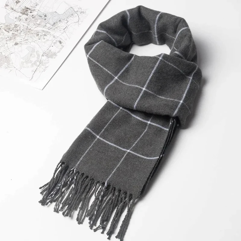 Winter Men Scarf Keep Warm Cashmere Scarves Casual er Pashmina Neckerchief Tassel Business Shawl Wrap 250806