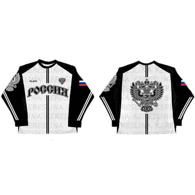 American Style Printed Long Sleeve T-Shirt Y2K Loose Fit Sports Crew Neck Jersey Versatile Casual Top Trendy