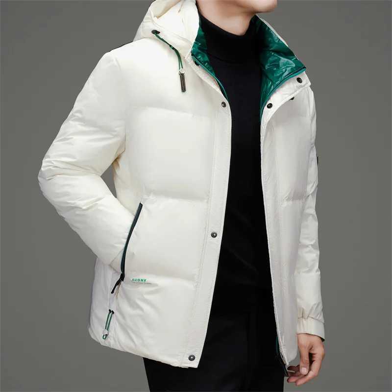 Mens Down Jacket Autumn Winter New Solid Color Thickened Warm Outdoor Travel Hooded Coat Mens White Duck Down Padded Clothing W250806