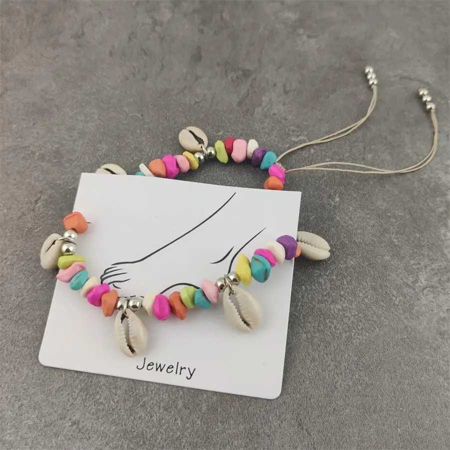 Bohemian Shell Beads Stone Anklets For Women Vintage Woven Rope Pendant On Leg Anklet Beach Ankle Jewelry New Gift Y250805