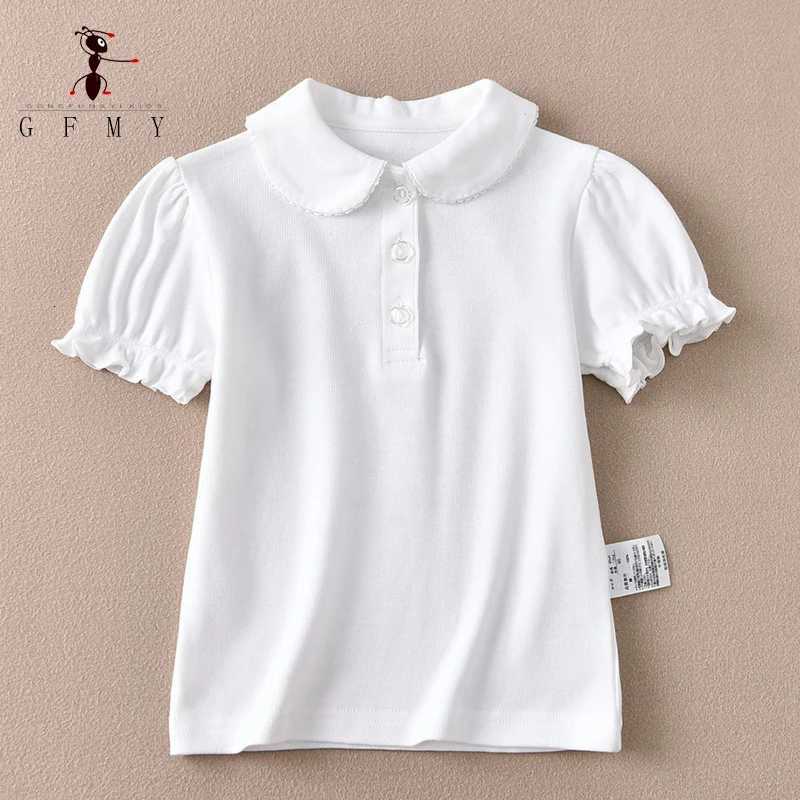 Childrens Short-Sleeve Polo Shirts Boys and Girls 2025 Summer T-Shirts 100% Cotton White School Tops 2T-16T Performance Costume X250806