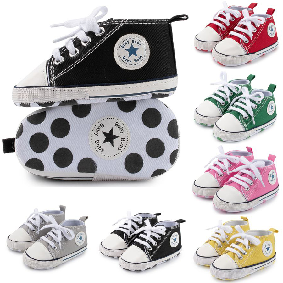 Baby First Walkers Boy Girl Canvas Sneakers Newborn Nonslip Soft Sole Umshop Casual Toddler Shoes Prewalkers Unisex 0-18M U006