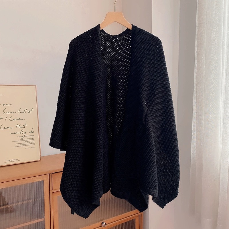 K1603 Knitted shawl spring and summer outer wear warm neck air-conditioned room scarf women thickened office shoulder cape cardigan