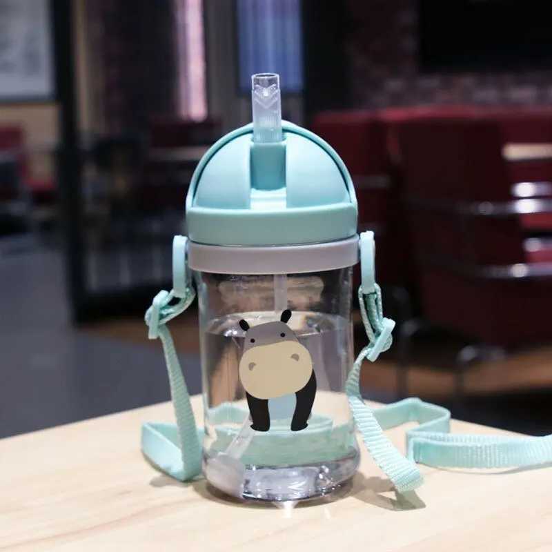 350ml Kids Drinking Cup Feeding Bottle With Straw Gravity Ball Wide Caliber Bottle X250806