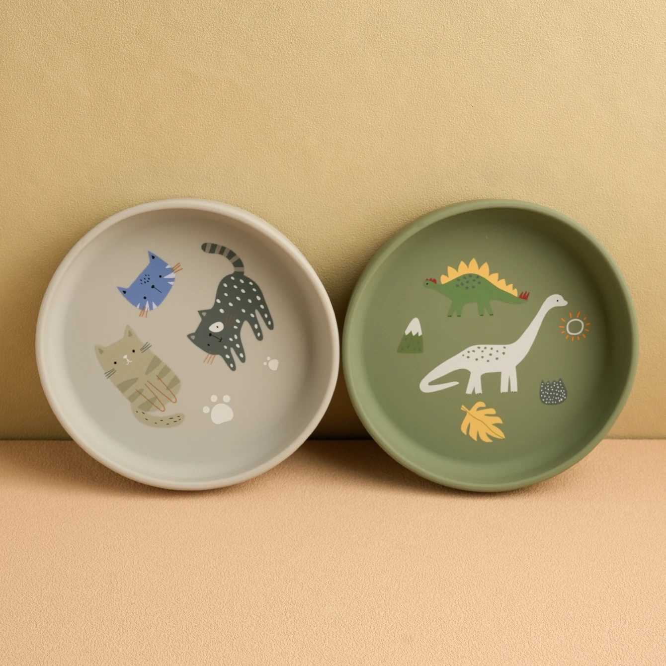 1PCS Baby Silicone Dishes Plate New Dinosaur Pattern Food Tray Baby Dishes Feeding Bowl Newborn Learning Plate To Eat Tableware X250806