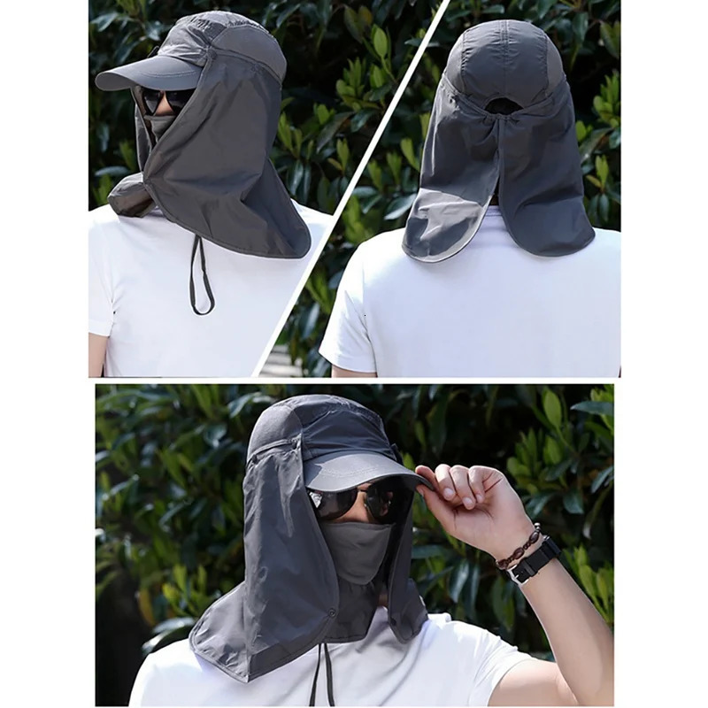 Summer Men Women Fishing Flap Caps Quick Dry Sunshade UV Protection Removable Ear Neck Cover Hats 250805