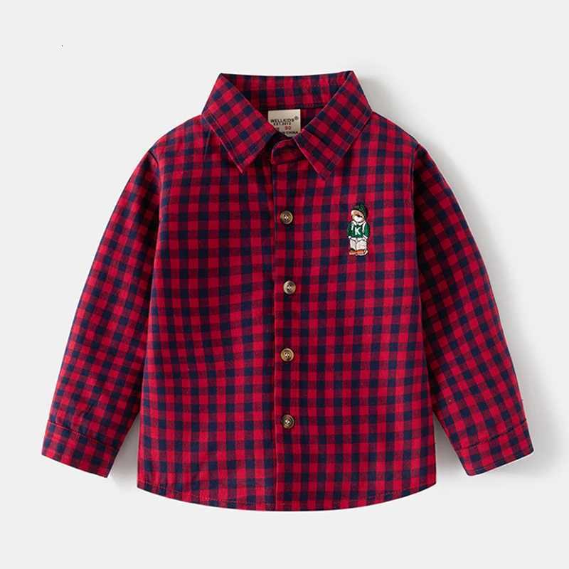 1EAL Spring Autumn Long Sleeve Boys Plaid Shirts Casual Classic Turn-down Collar Tops With Pocket For Children Kids Clothes X250806