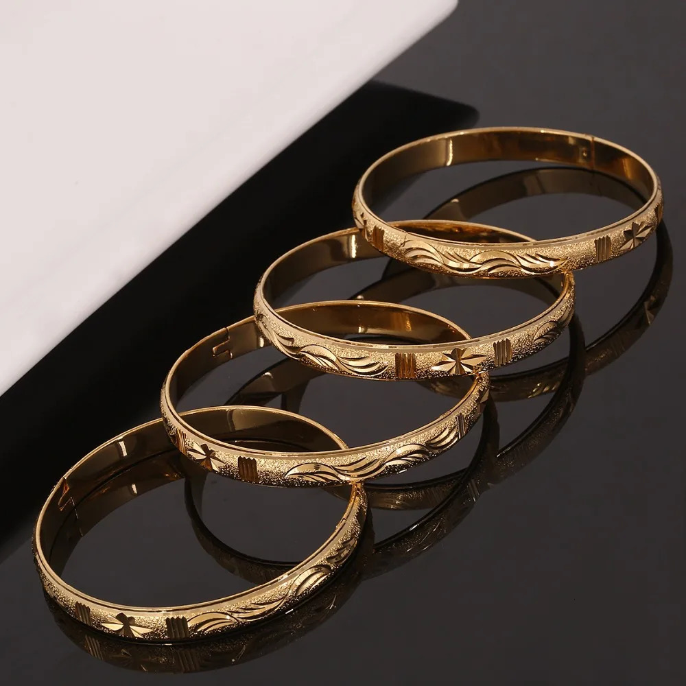 4pcs Ethiopian Jewelry Gold Color Bangles Dubai Gold Bangles for African Bangles Bracelets for Women Gifts 250805
