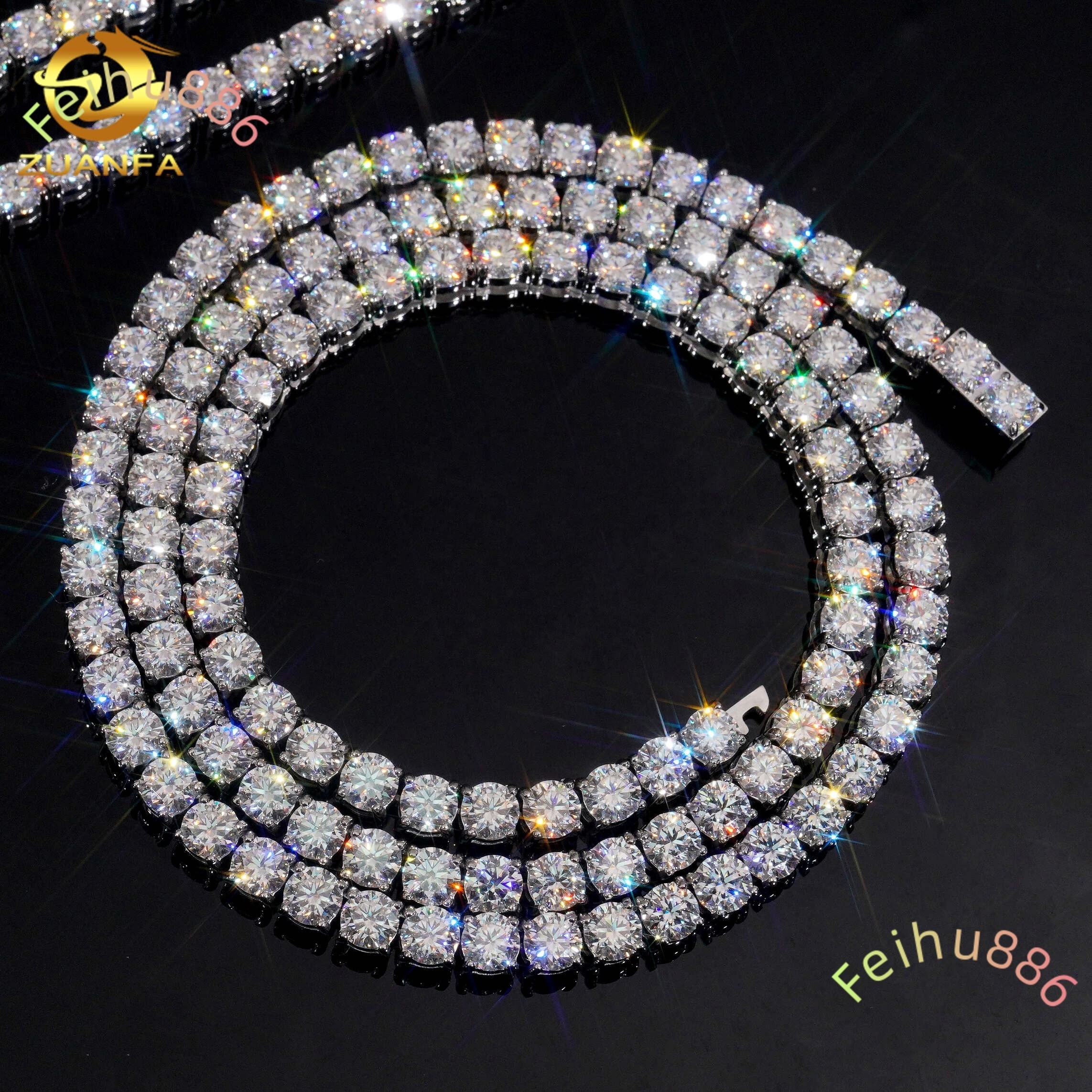 Ready to Ship No Tarnish 4mm 5mm Tennis Chain 925 silver Pass Tester Vvs Moissanite Diamond Tennis Chain