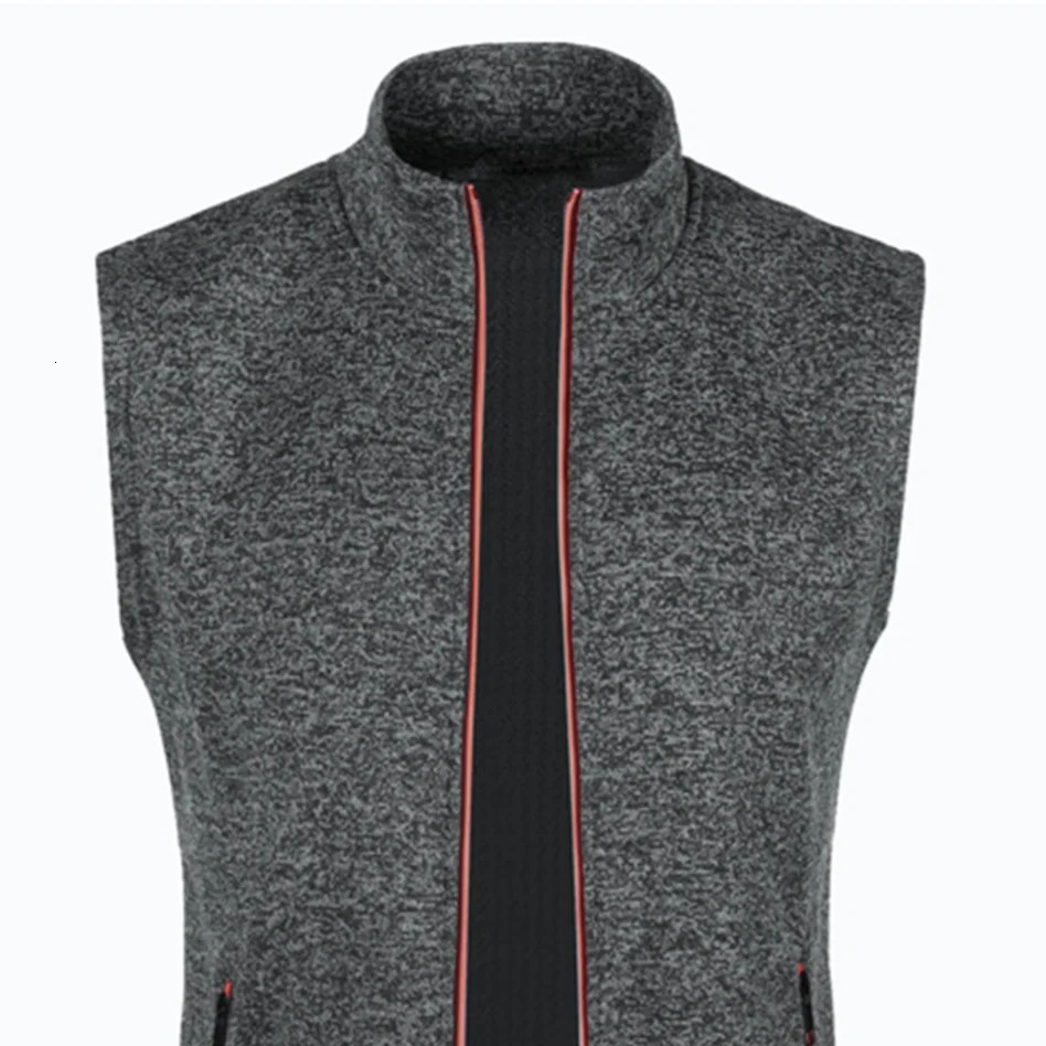 Autumn winter mens knit velvety fashion zipper top vest 250805