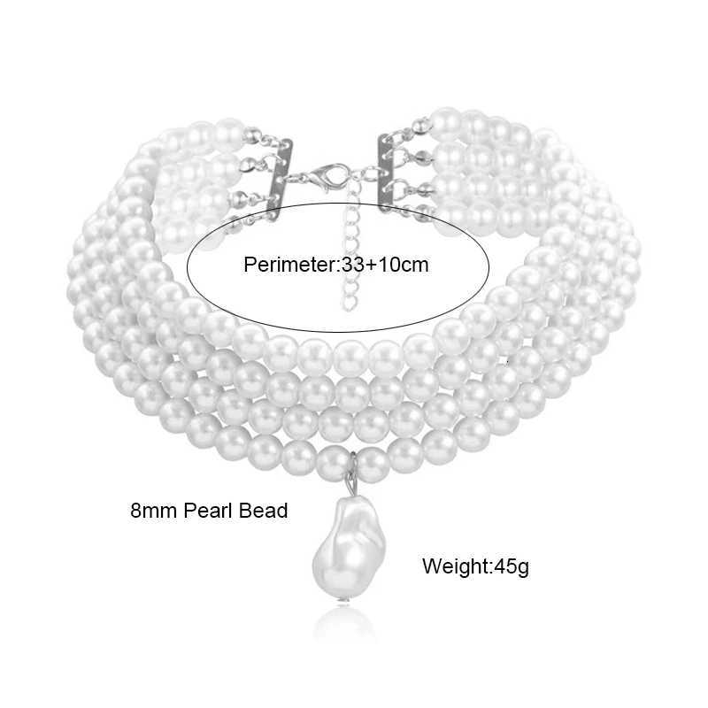 Classic Layered Strand Round Pearls Beads Collar Choker Necklace For Women Irregular Baroque Pearl Pendant Wedding Necklace Gift Y250805