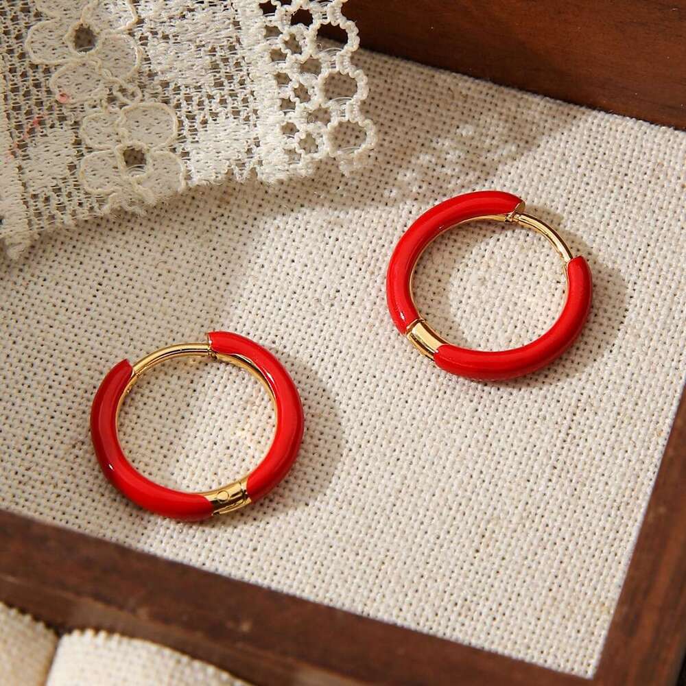 Hot Selling Multi-color Oil Drop Circle Stainless Steel Non-fading Earrings Hoop