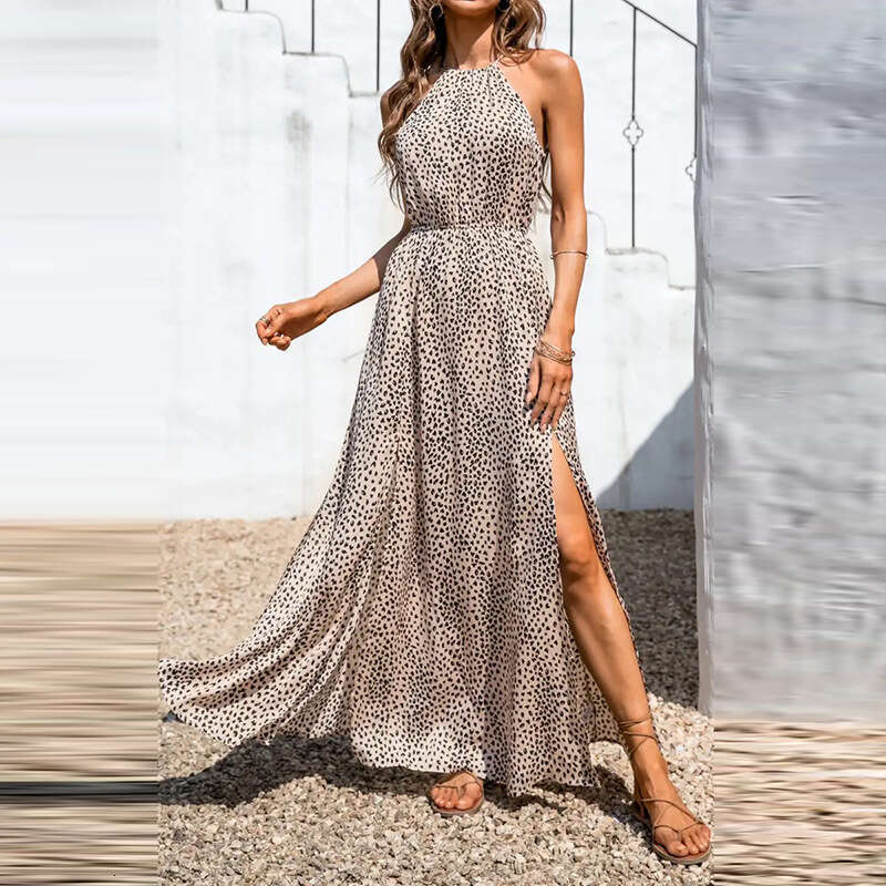 New Women's Sexy Sleeveless Polka Dot Waist Cinch Split Strap Dress 661 B5