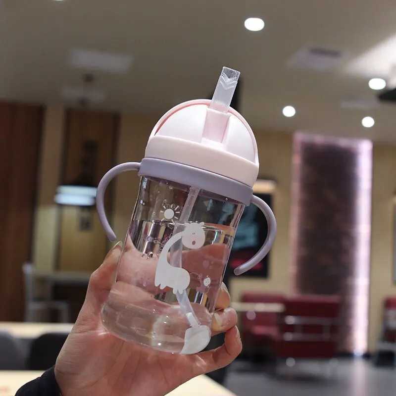 350ml Kids Drinking Cup Feeding Bottle With Straw Gravity Ball Wide Caliber Bottle X250806