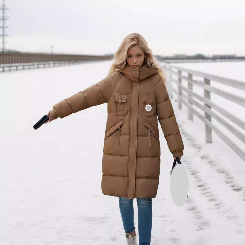 Women's Clothing Mid Length Warm New Fashion Winter Large Size Hooded Thickened Cotton Jacket Flat Coat