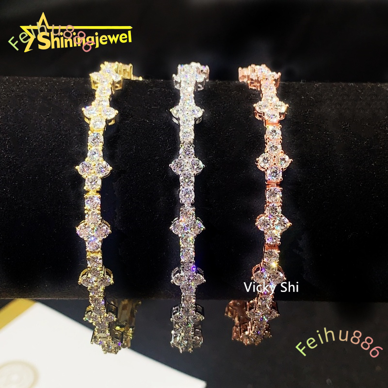 Hot Selling 925 Silver VVS Moissanite Cross Tennis Bracelet Fine Jewelry Iced Out Men Women Moissanite Bracelet