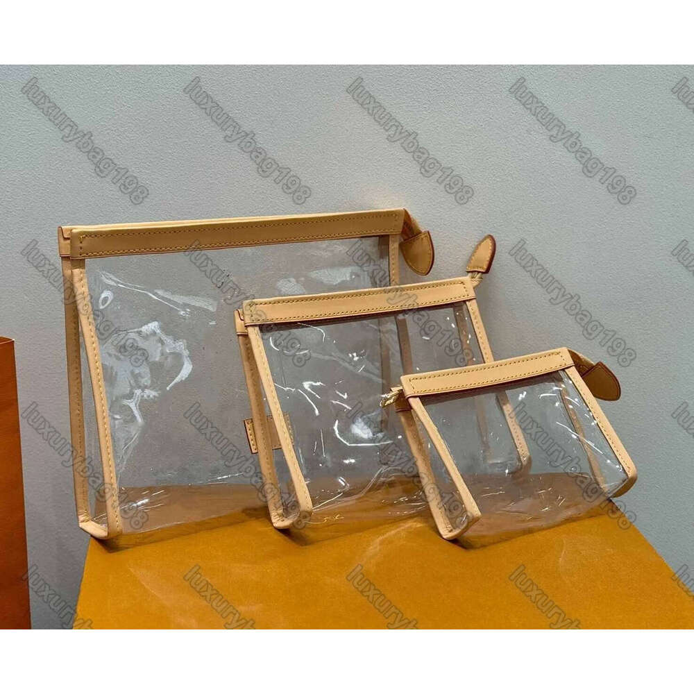 Toiletry Bag Designer Bag Clear Makeup Bag Waterproof Travel Bag Leather Binding Cosmetic Vanity Bag Three-Piece Wallet Business Trip Storage Bag Clutch Bag M11390