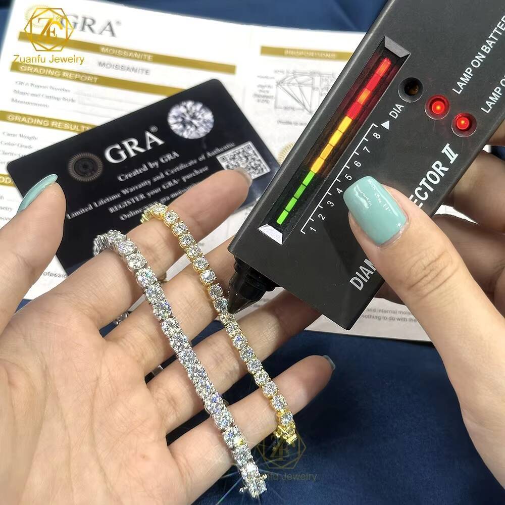 In Stock Gra Non-Fading 925 Silver VVS Moissanite 3mm 4mm 5mm 6mm Tennis Chain Necklace Bracelet Men Women Fine Jewelry