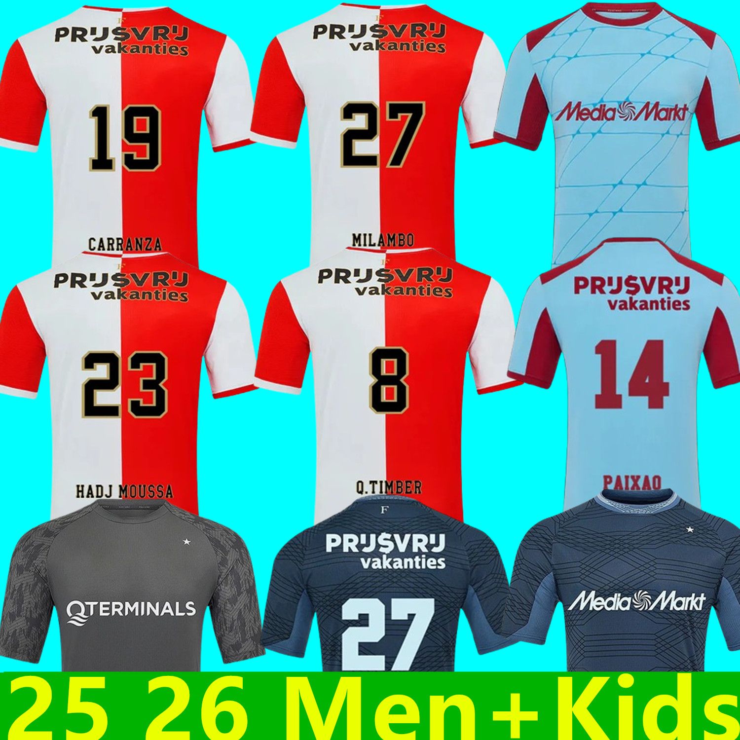 2025/2026 FeyENooRdS Soccer Jerseys Voetbal Kids Kit 25/26 Football Shirt Training Home Away Fan Player Version Goalkeeper Maillot TIMBER DANILO DILROSUN HANCKO