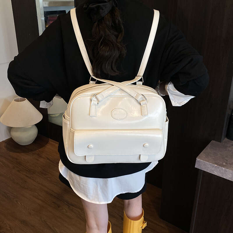 Small Drawstring Flap Backpack for Women Mini PU Leather Textured Schoolbag Vintage Travel Shoulder Bag Girls Backpacks