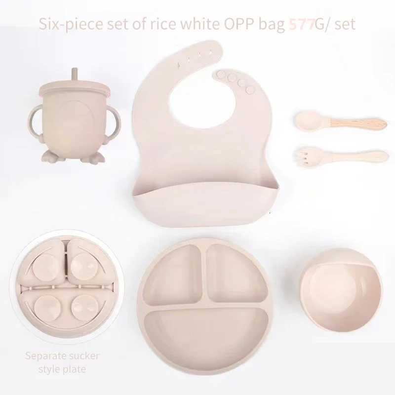 6PCS Baby Silicone Meal Set Children Meal Training Set Cutlery Baby Feeding Kids Plate Baby Bowl Silicone Plates Dishes X250806