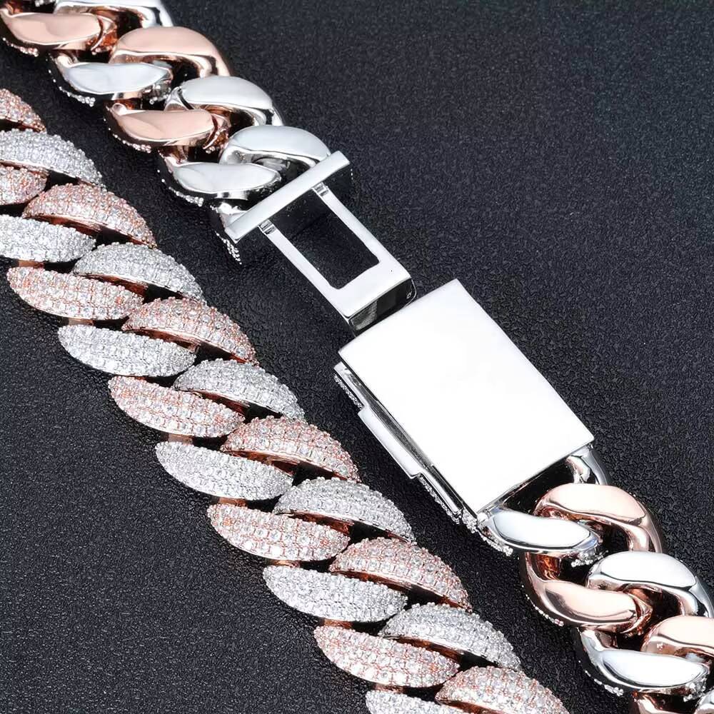 High Quality Custom Miami Hip Hop Necklace for Men Rose White Gold VVS Moissanite Diamond Cuban Chain Link Yellow Gold Gift
