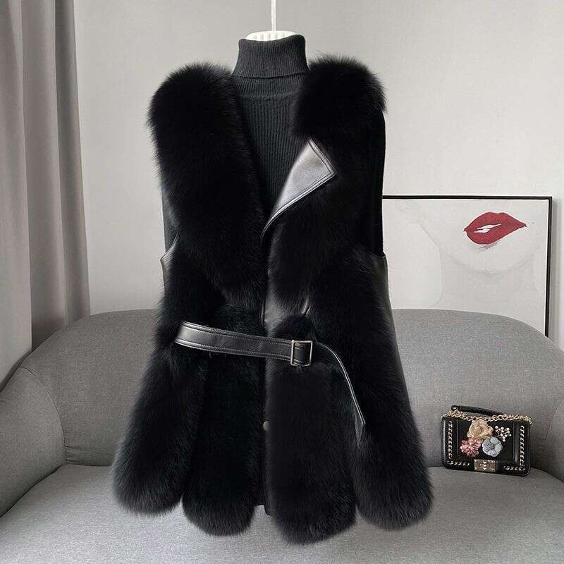Women's Clothing 2024 Stylish Winter Outer Wear Thickened Fox Fur Vest Jacket Fashionable Young Style