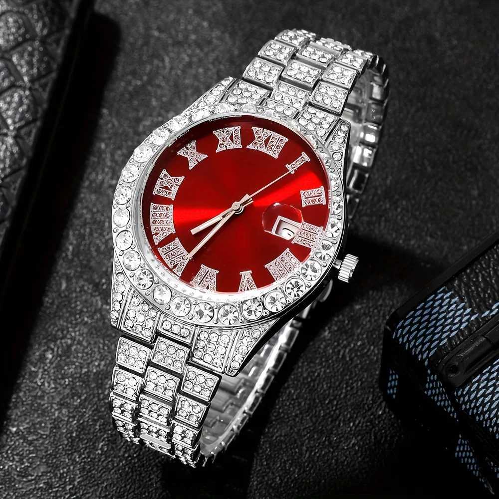 4Pcs/Set Personalized Handsome Hip Hop Mens Quartz Set 1Pcs +3Pcs Jewelry Set Fashionable Mens Selected Set W250806