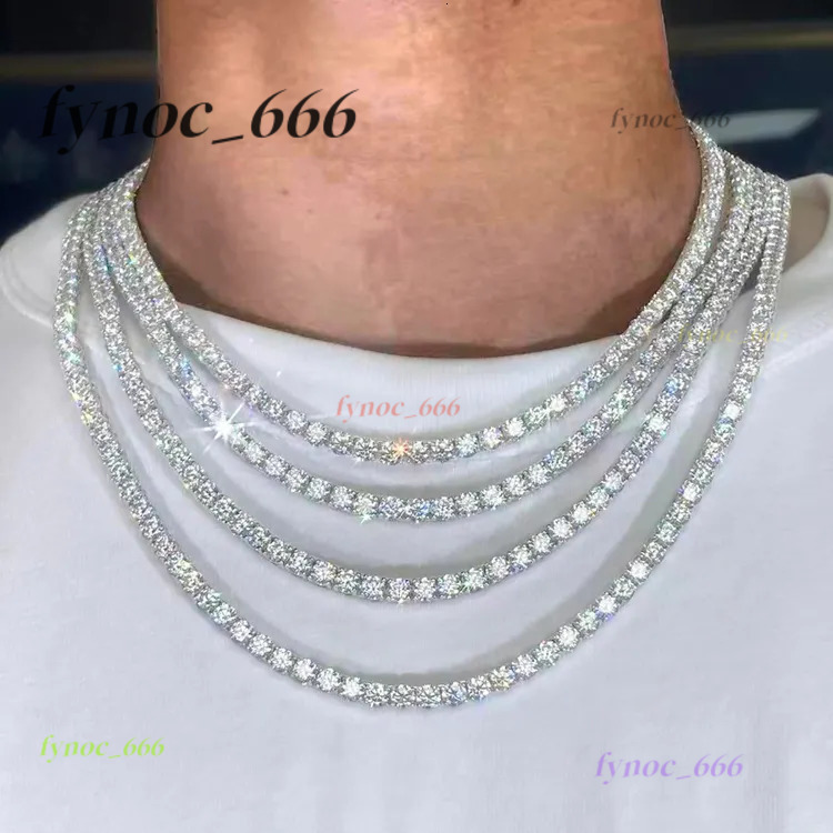 925 Silver Moissanite Tennis Chain Fashion Jewelry with Iced Out 3mm 4mm 5mm New Style Silver Necklace