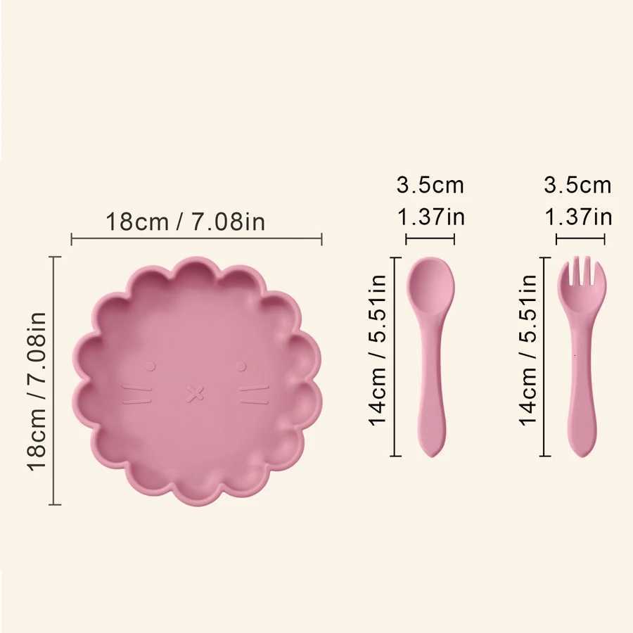 Color Kids Childrens Dishes Set Baby Silicone 3PC Feeding Set Kids Suction Bowl Dishes Plate Toddler Spoons Baby Accessories X250806