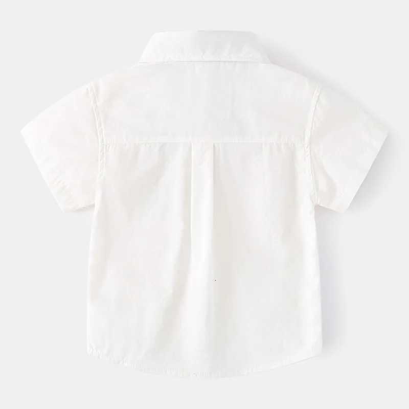 4-5 Years Old Boys Short Sleeve Shirt Summer Polo Shirts for Kids School Uniform Childrens Lapel Cotton White Shirt Toddler Blouse Baby Outfit X250806