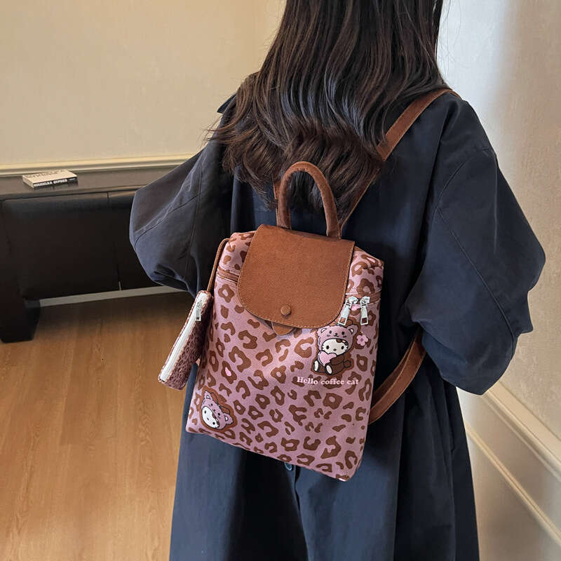 Casual shoulder bag-Street style color blocked handbag with cartoon animal stripe texture, outdoor women's daily use backpack