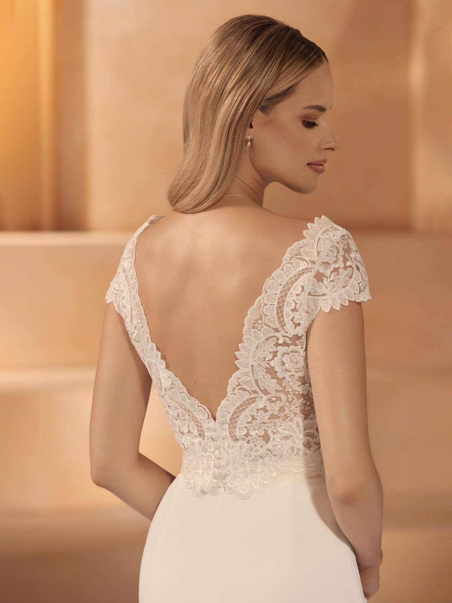 Simple Customized Deep V Neck Jacket Wraps Lace Applique Short Sleeve Backless Bride Gowns Wedding Accessories