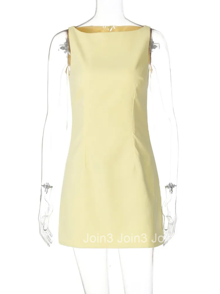 XIAOTANG Fashion Sleeveless Sexy Mini Dress for Women Solid Color O Neck Zipper Two Layer Bodycon Club Party Dress Elegant