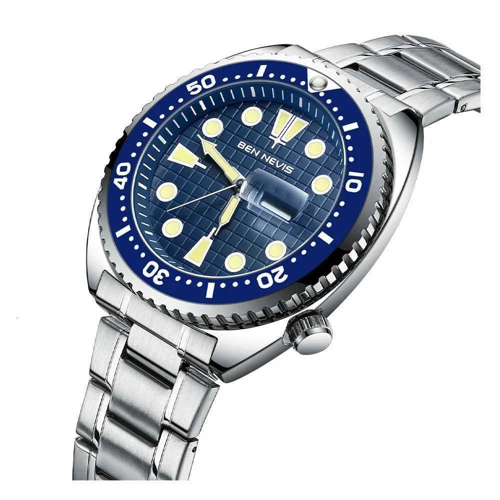44mm Sports Luxury 6105 Turtle Style Wrist Install Quartz Men Stainless Steel Str Diving Men Wrist W250806