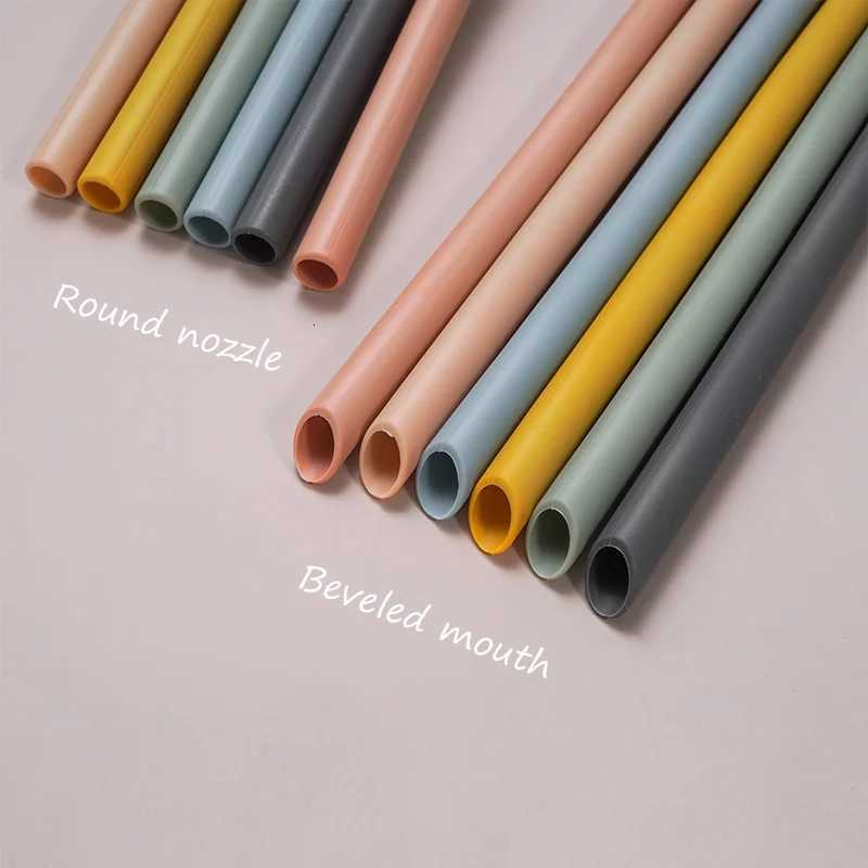 Baby Feeding Solid Color Reusable Silicone Straws Baby Food Grade Flexible Bent Straight Drinking Cup Straws for Children Party Bar X250806